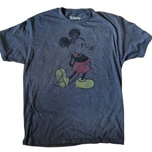 Disney Mickey Mouse Gray Large T-shirt Vintage Style Soft Large Adult Unisex